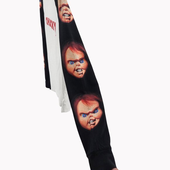 Chucky H&M Unisex Size XS Long Sleeve Raglan T Shirt White Black New - Picture 2 of 11